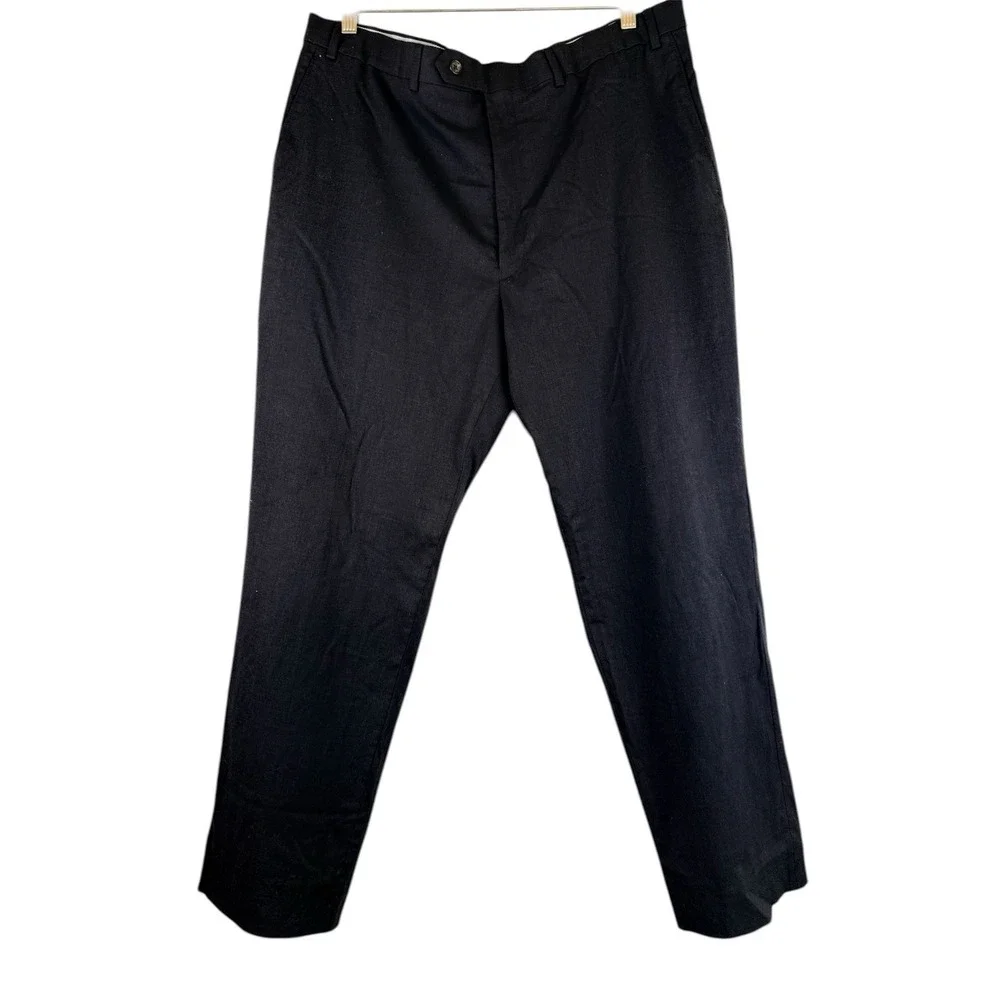 Hart Schaffner Marx Mens Black Straight‎ Leg Wool Blend Trouser Dress Pants 40R